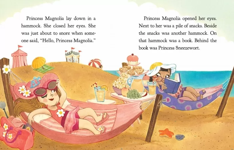 Princess in Black inside spread on beach